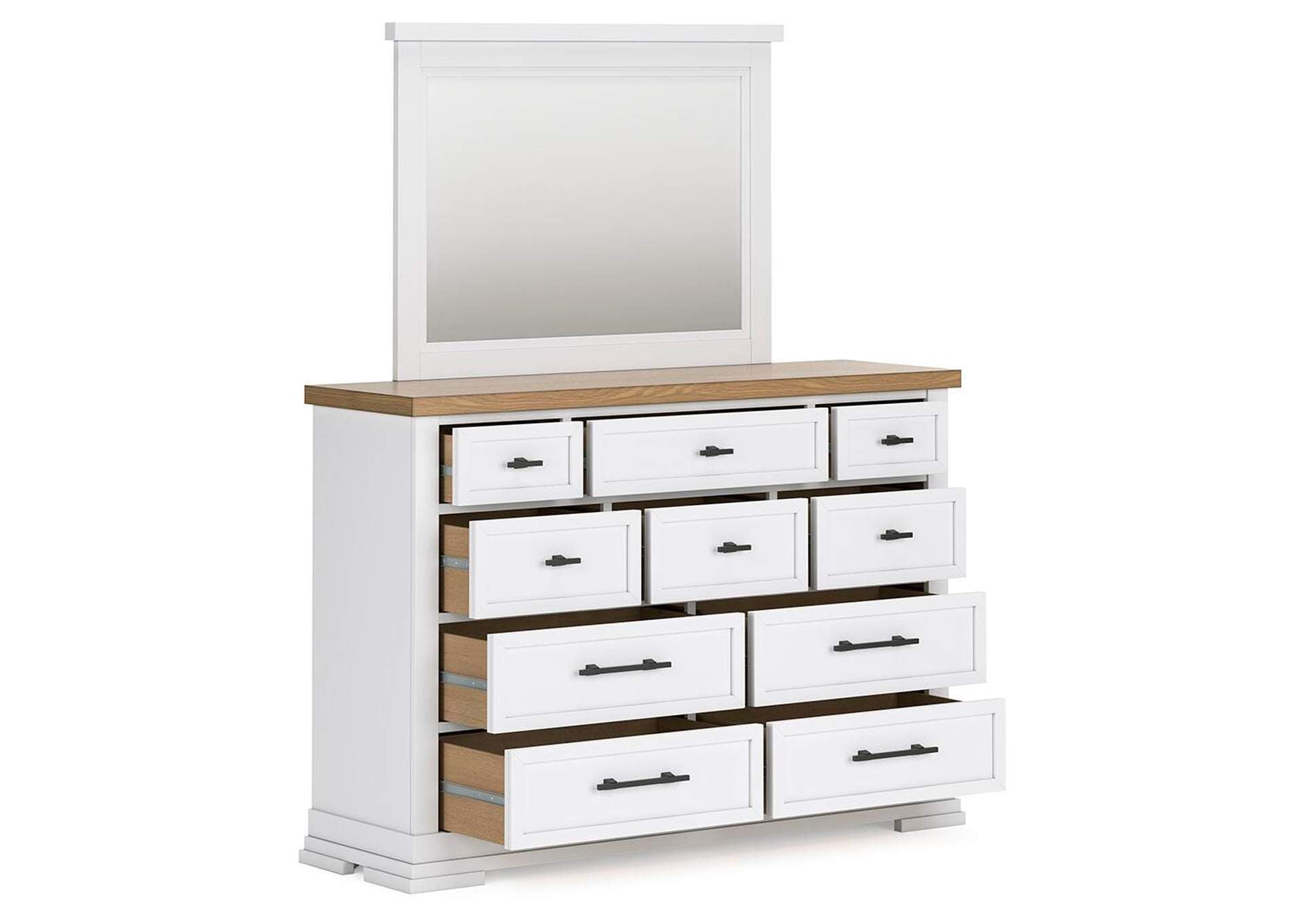 Ashbryn California King Panel Storage Bed, Dresser, Mirror and Chest angled view
