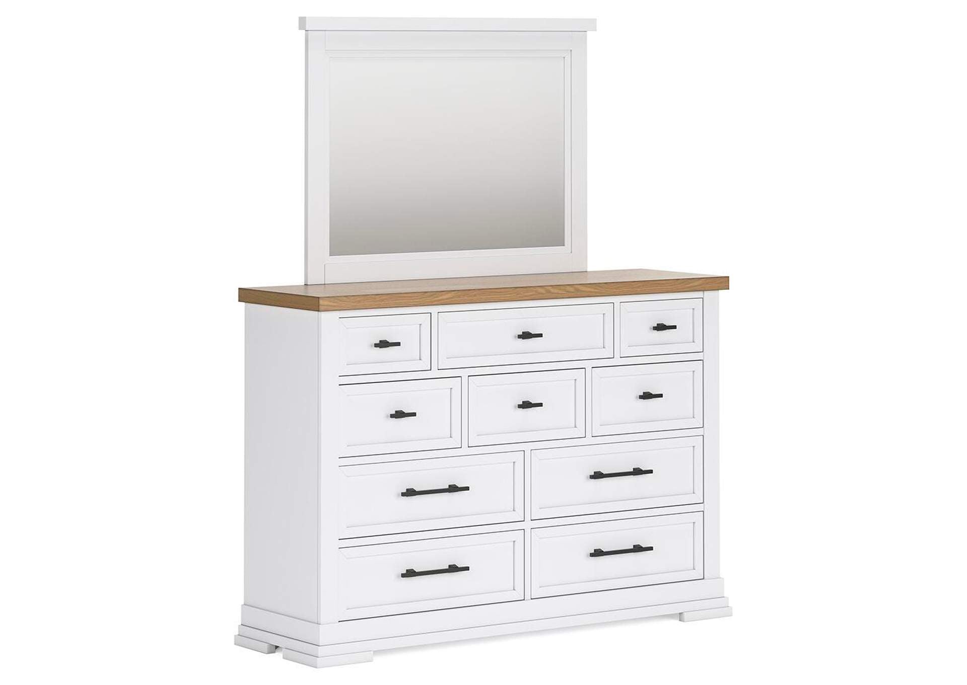 Ashbryn California King Panel Storage Bed, Dresser, Mirror and 2 Nightstands angled view
