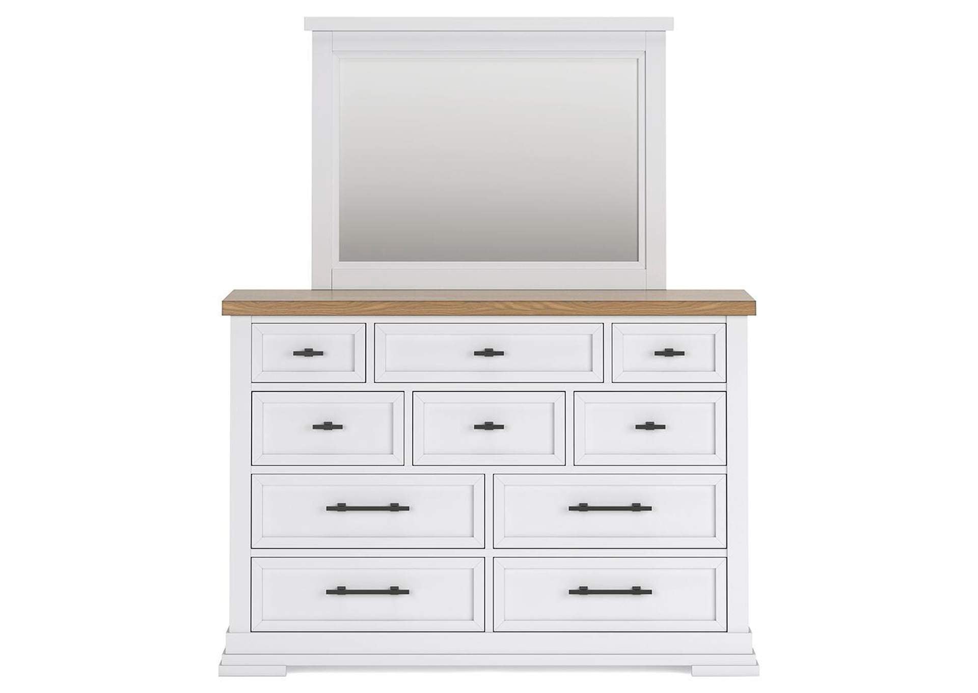 Ashbryn Queen Panel Storage Bed, Dresser and Mirror front view