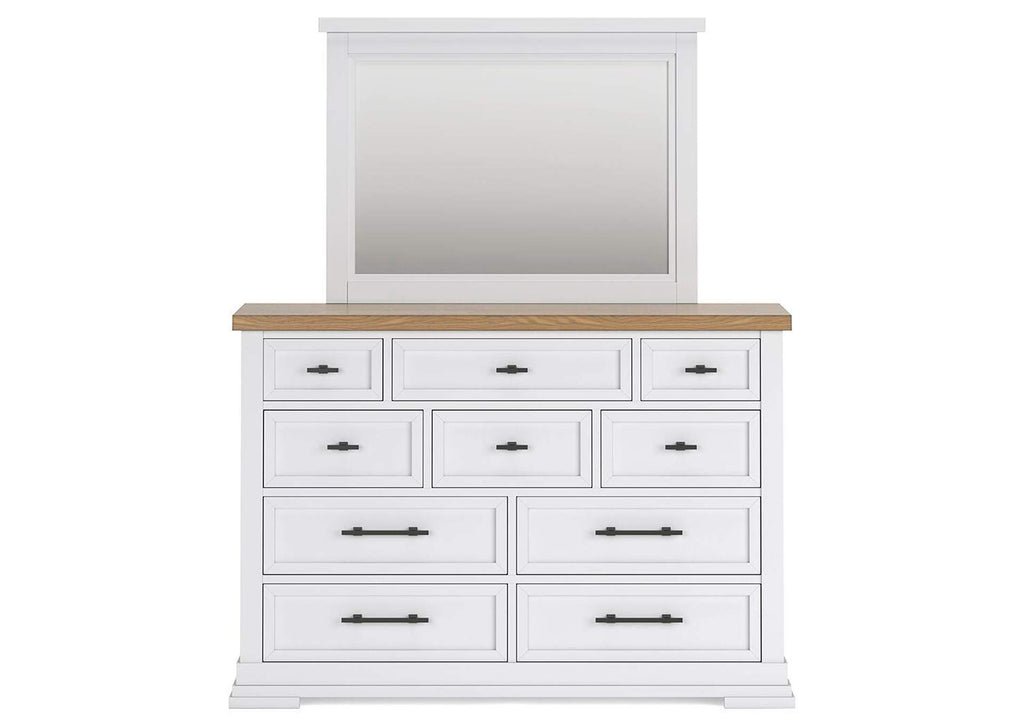 Ashbryn California King Panel Storage Bed, Dresser and Mirror front view