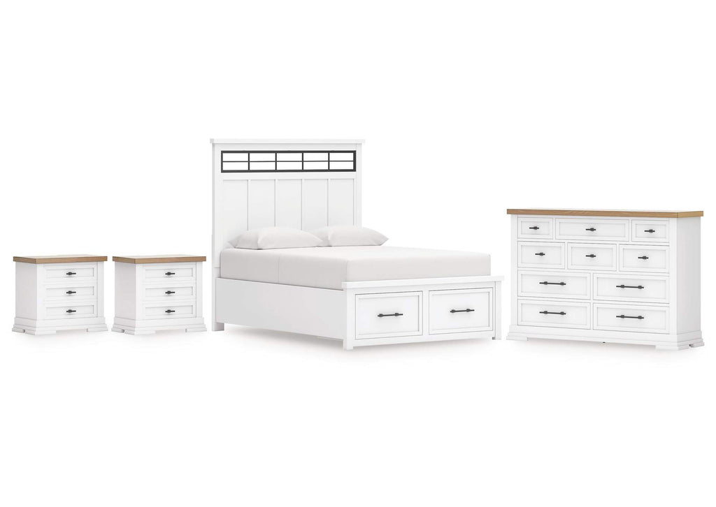 Ashbryn Queen Panel Storage Bed, Dresser and 2 Nightstands