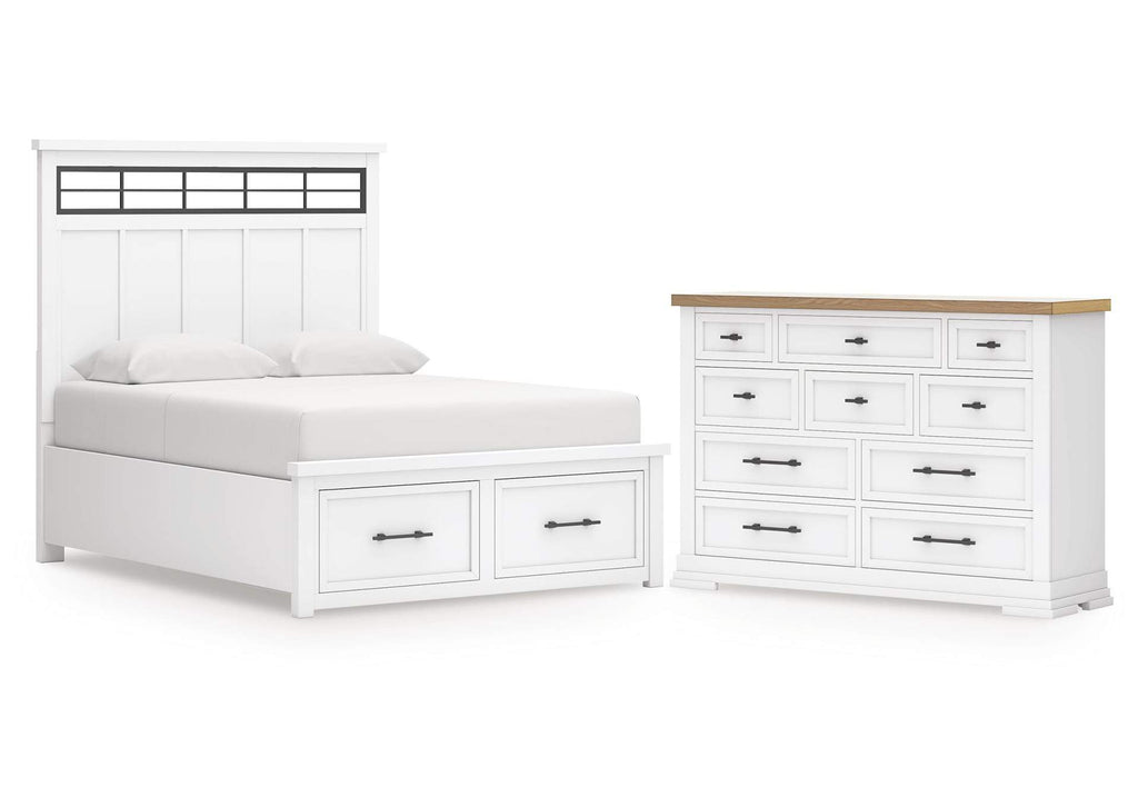 Ashbryn Queen Panel Storage Bed and Dresser