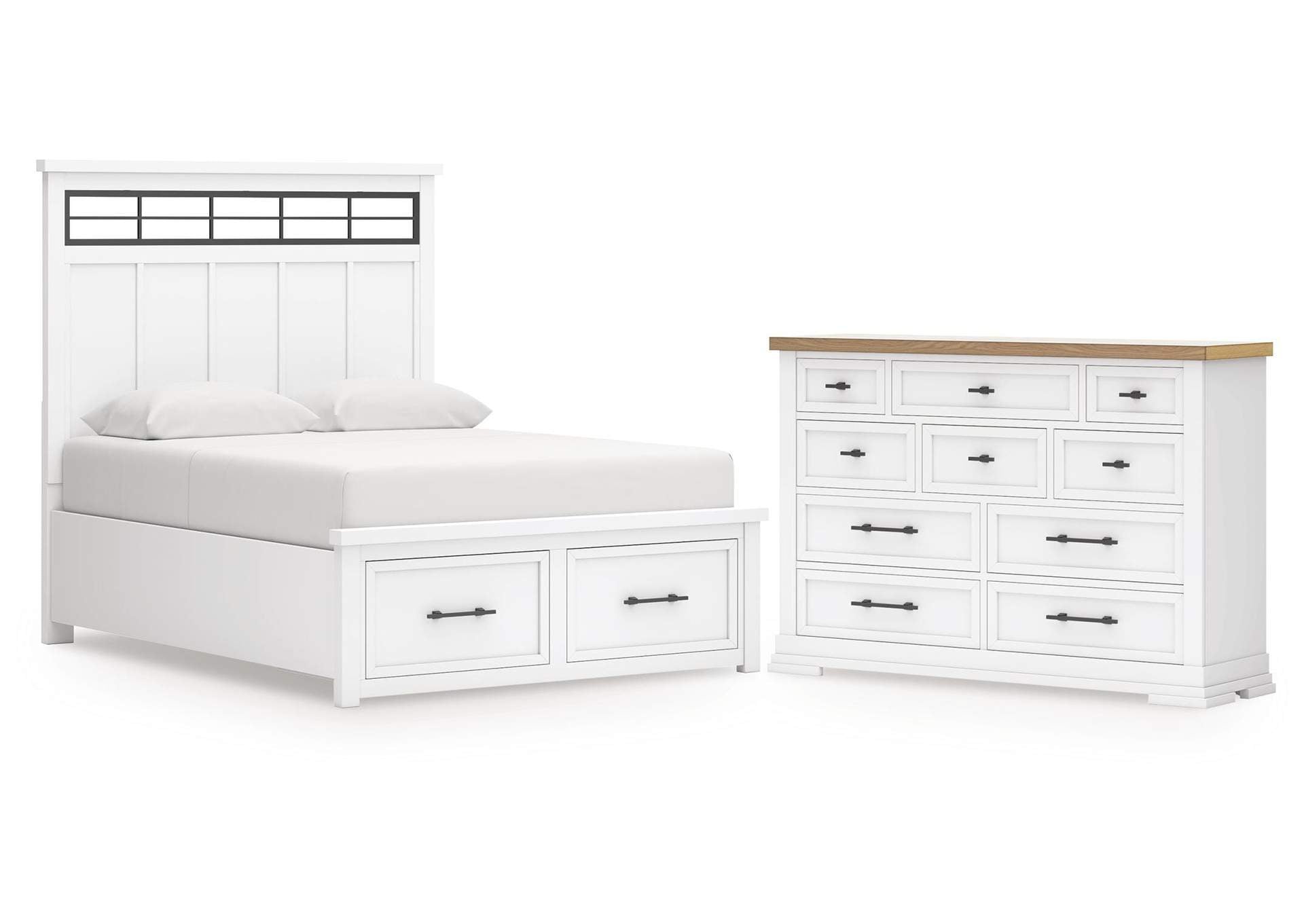 Ashbryn Queen Panel Storage Bed and Dresser
