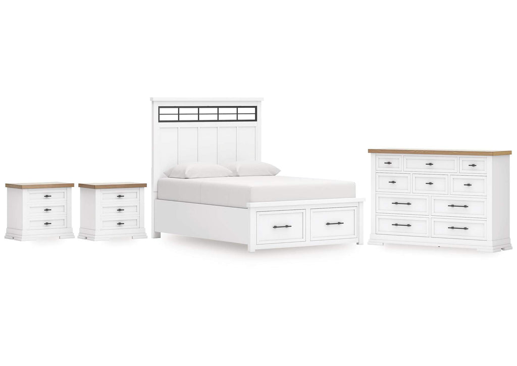 Ashbryn King Panel Storage Bed, Dresser and 2 Nightstands