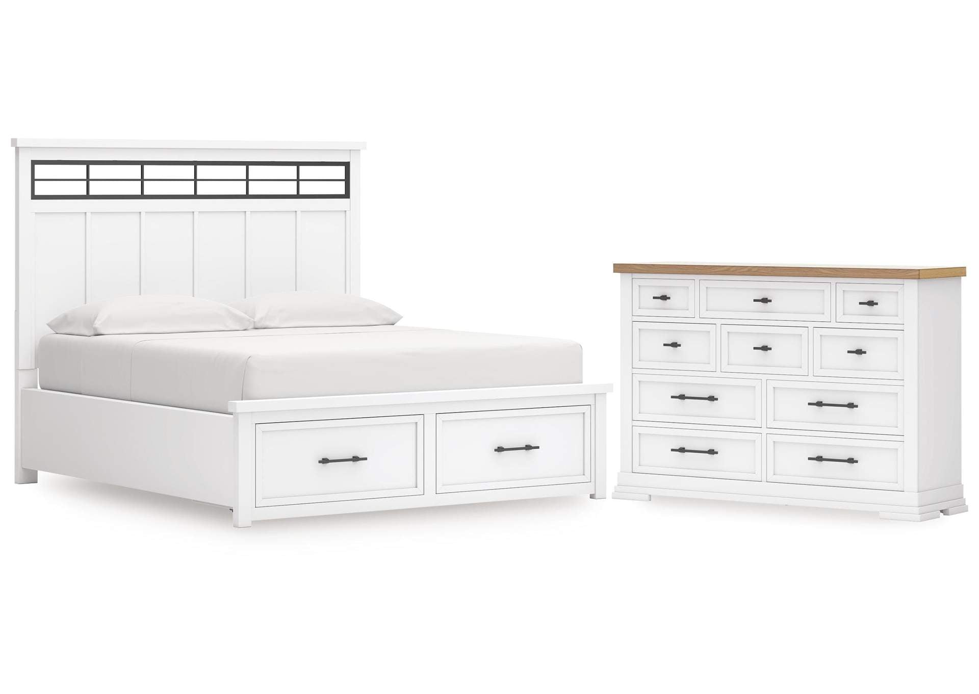 Ashbryn California King Panel Storage Bed and Dresser