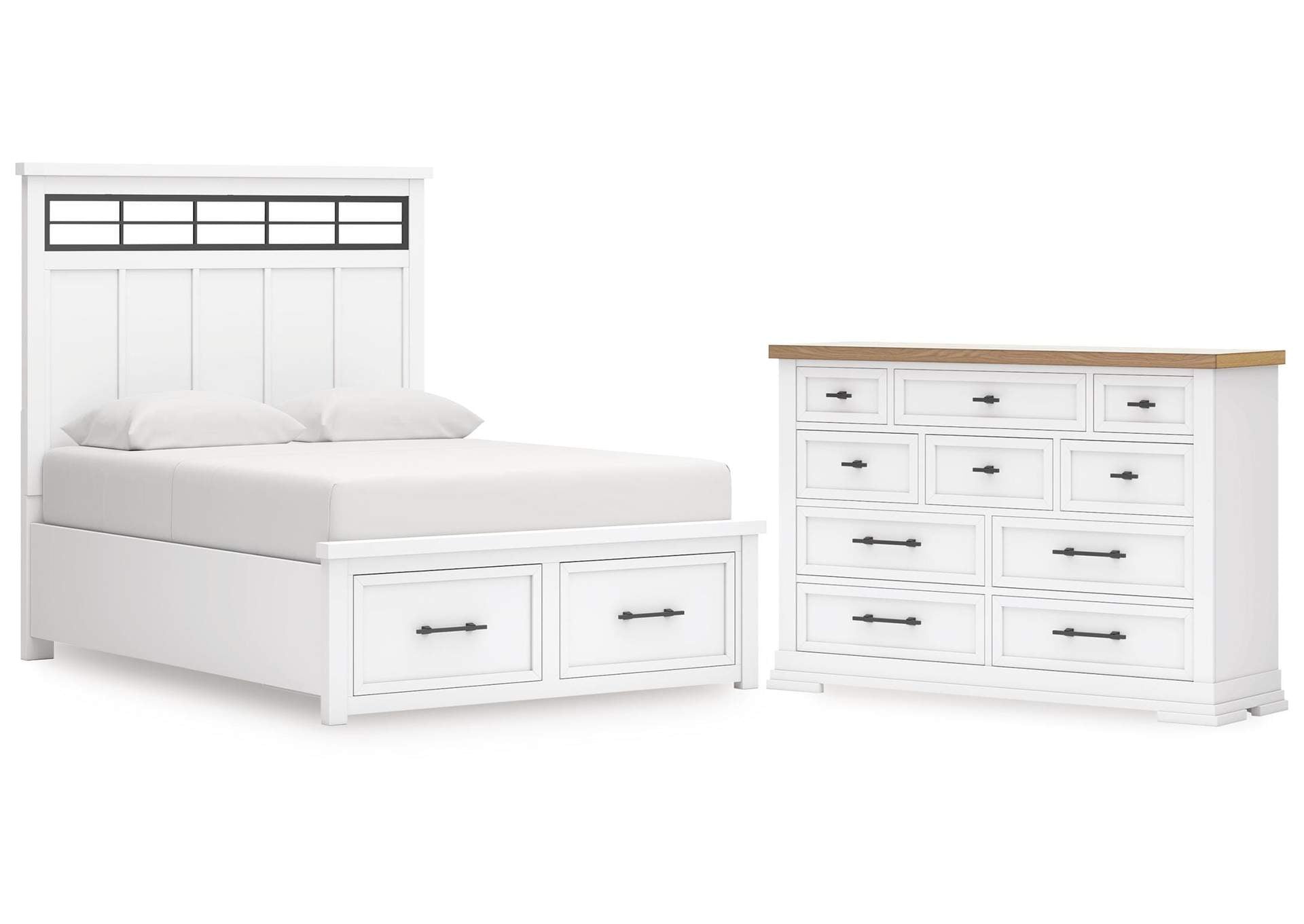 Ashbryn King Panel Storage Bed and Dresser