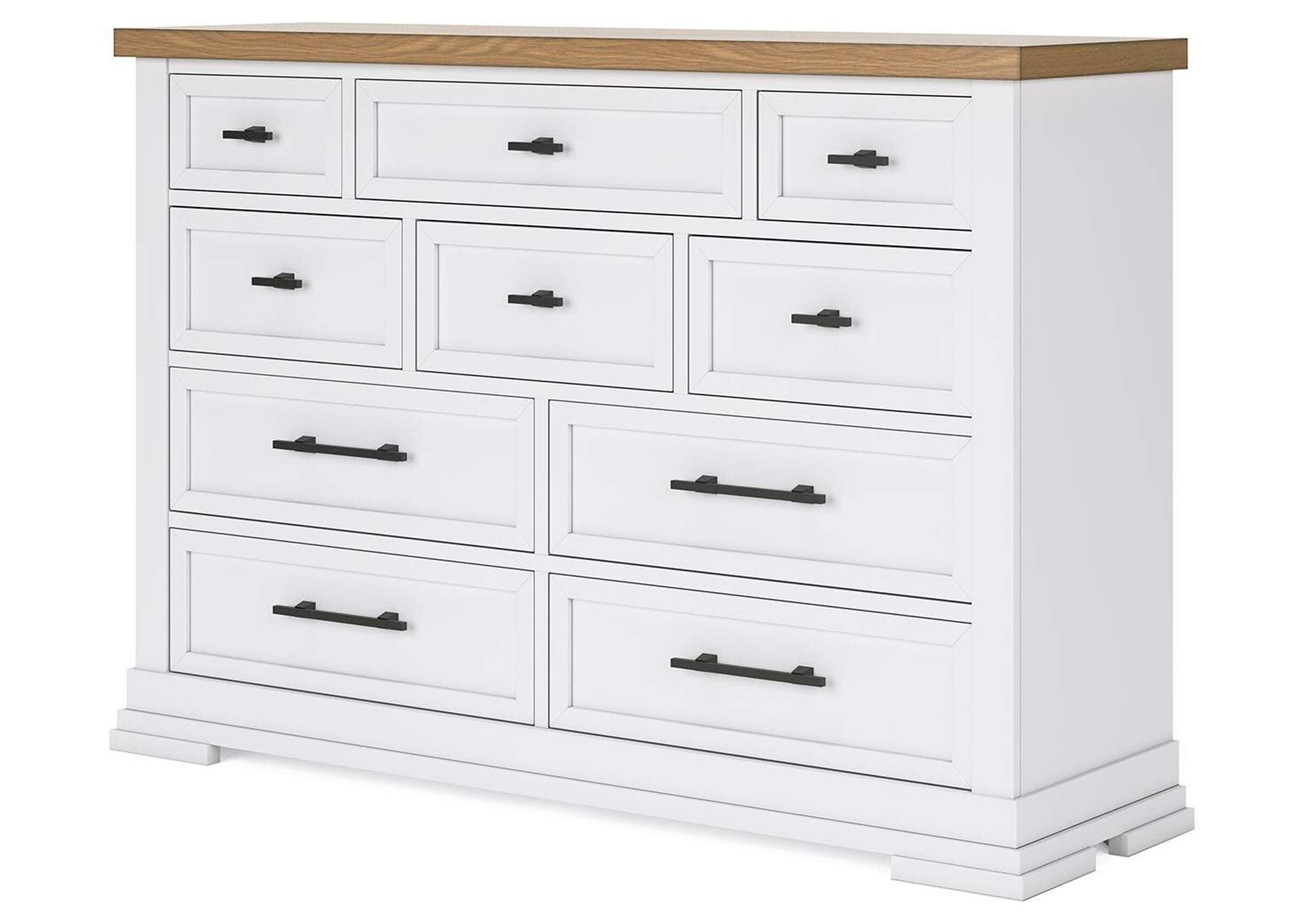 Ashbryn California King Panel Storage Bed, Dresser and 2 Nightstands angled view