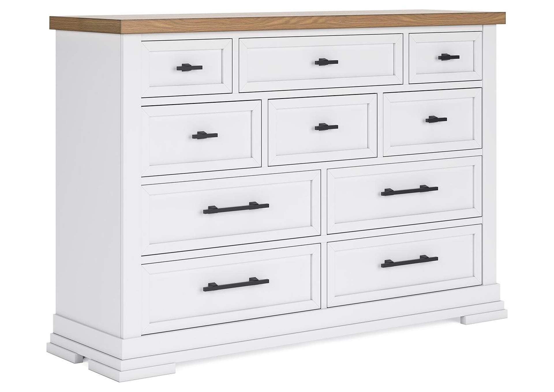Ashbryn California King Panel Storage Bed, Dresser and 2 Nightstands angled view