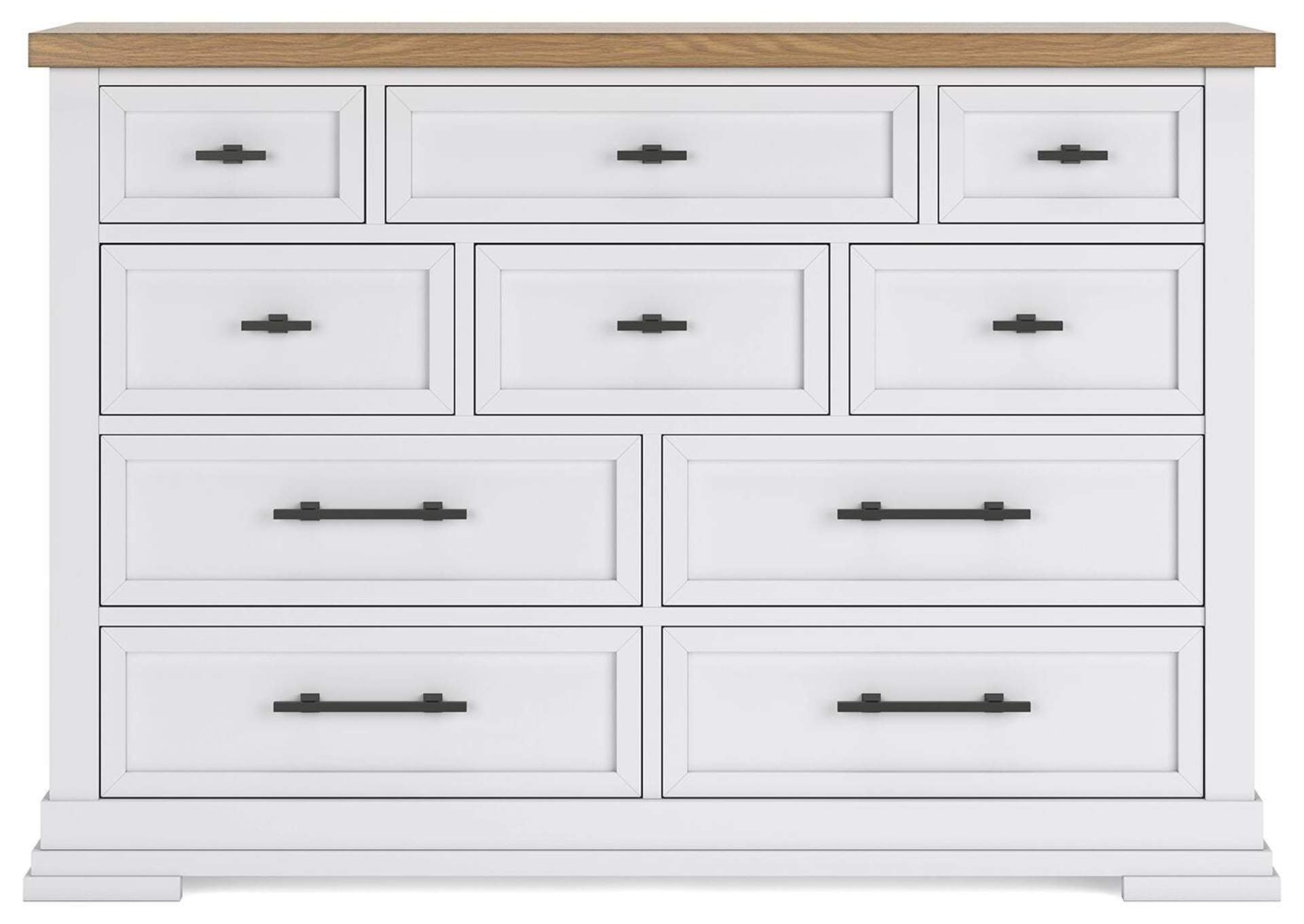 Ashbryn Queen Storage Bed, Dresser, Mirror and Nightstand front view
