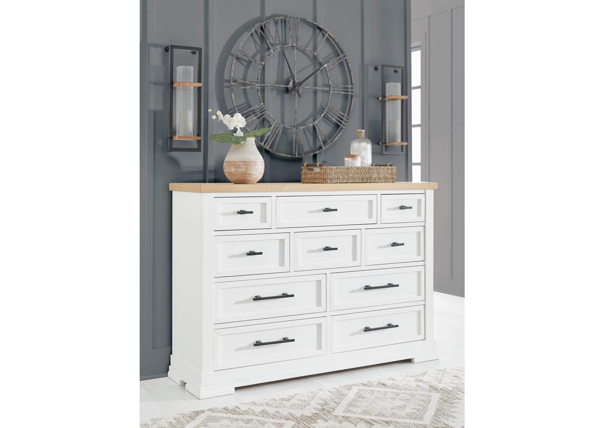 Ashbryn California King Panel Storage Bed, Dresser and 2 Nightstands