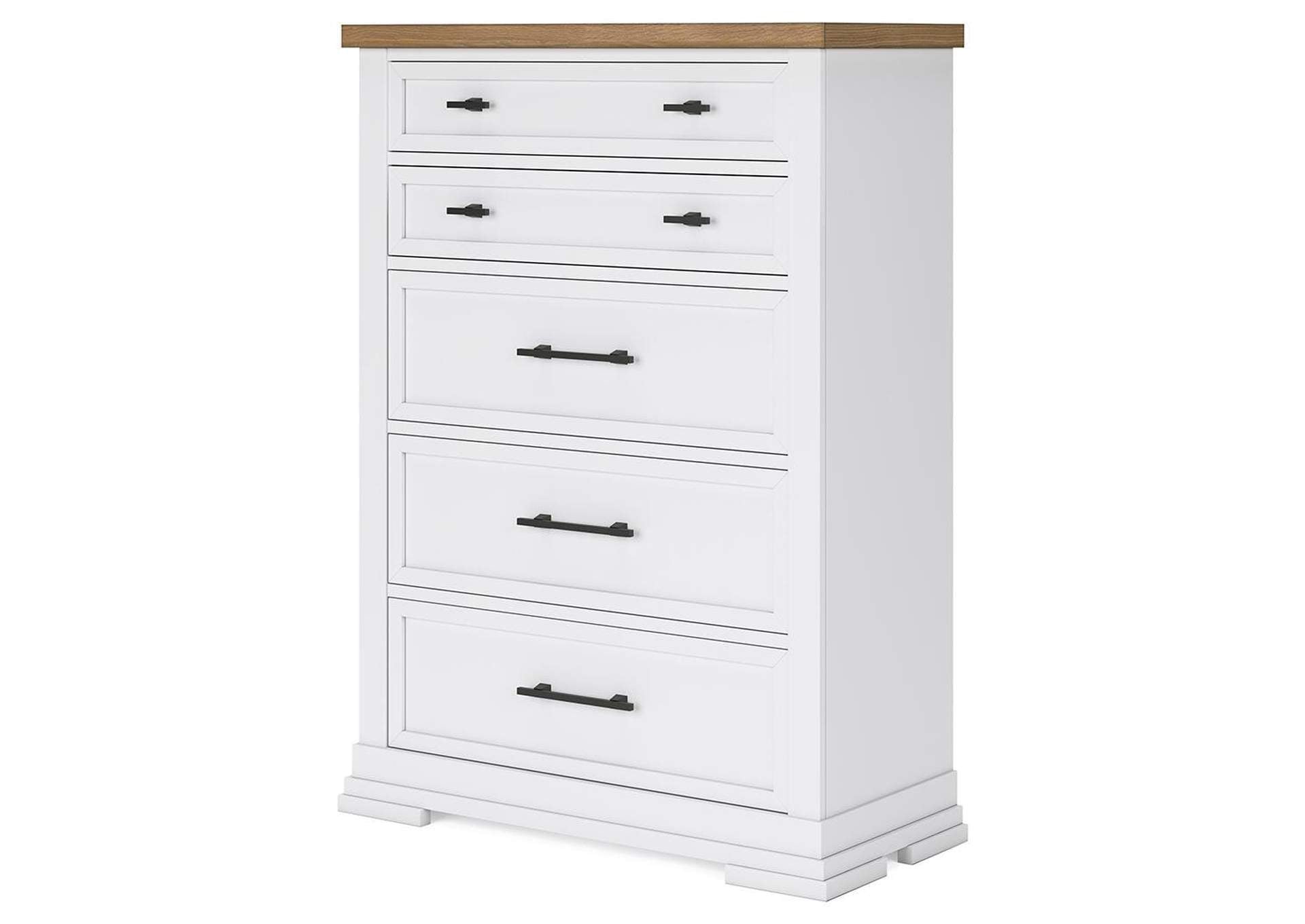 Ashbryn Queen Panel Storage Bed, Dresser, Mirror, Chest and 2 Nightstands angled view