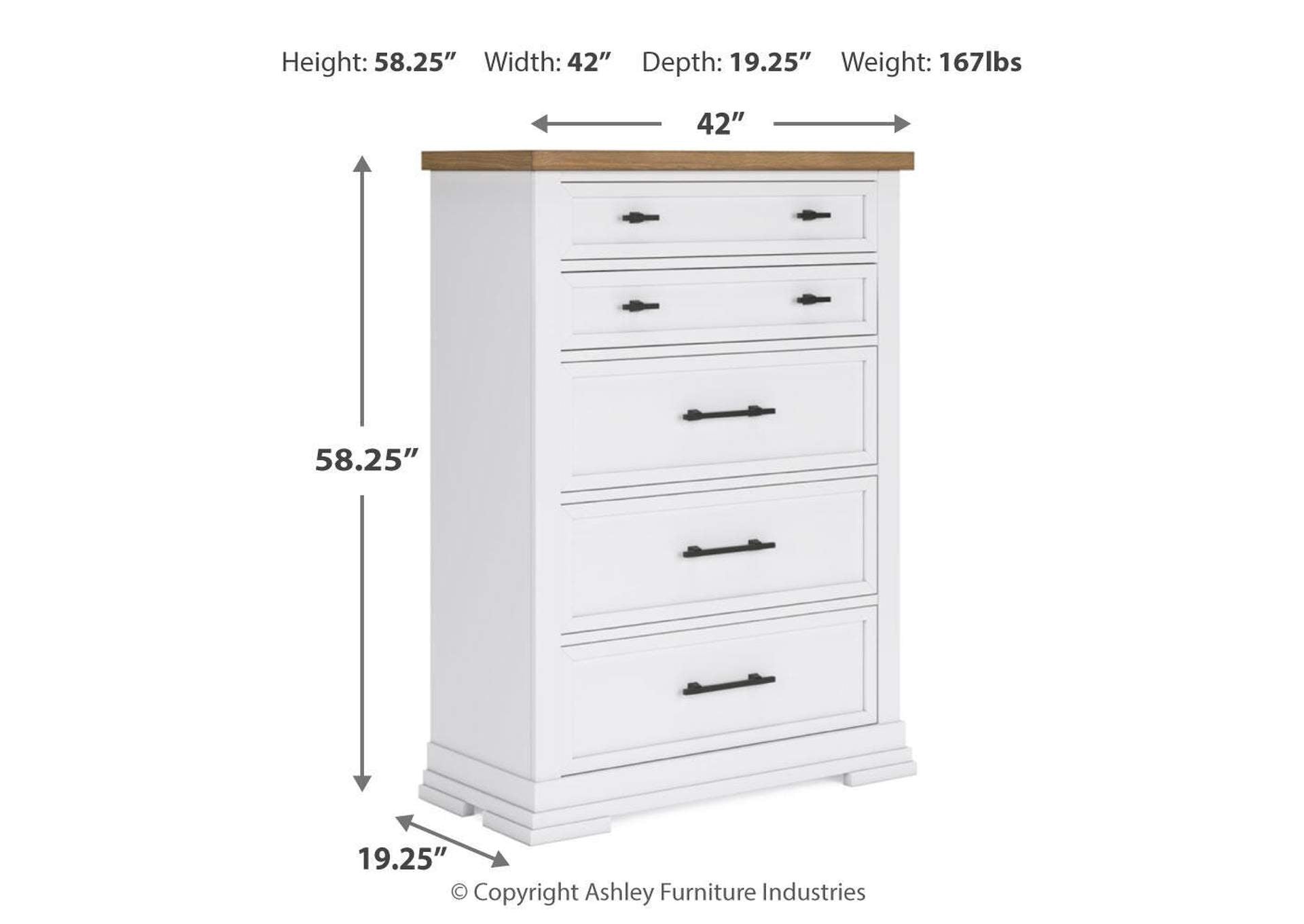Ashbryn King Panel Storage Bed, Dresser, Mirror, Chest and Nightstand dimensions