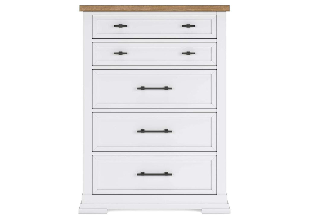 Ashbryn King Panel Storage Bed, Dresser, Mirror, Chest and 2 Nightstands front view