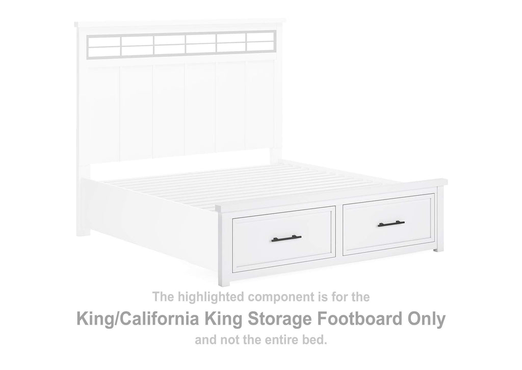 Ashbryn California King Panel Storage Bed, Dresser and Mirror