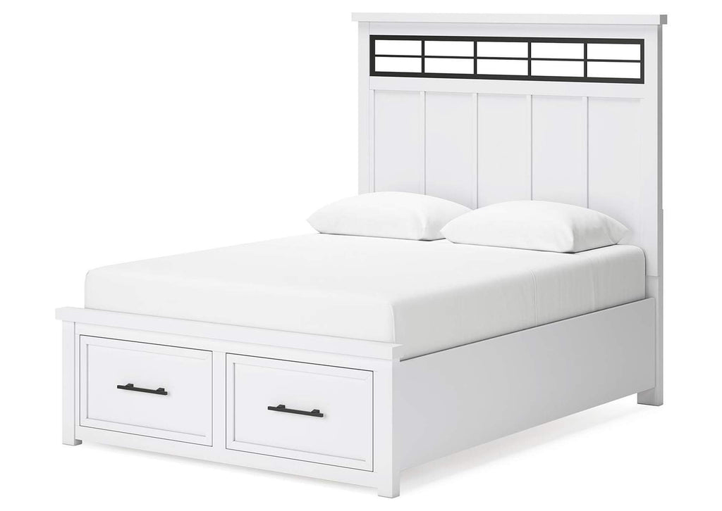 Ashbryn Queen Panel Storage Bed, Dresser and Mirror angled view