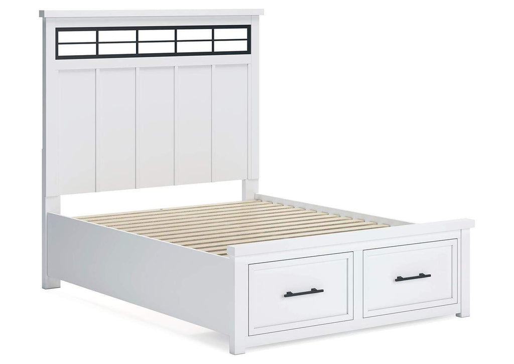 Ashbryn Queen Storage Bed, Dresser, Mirror and Nightstand angled view