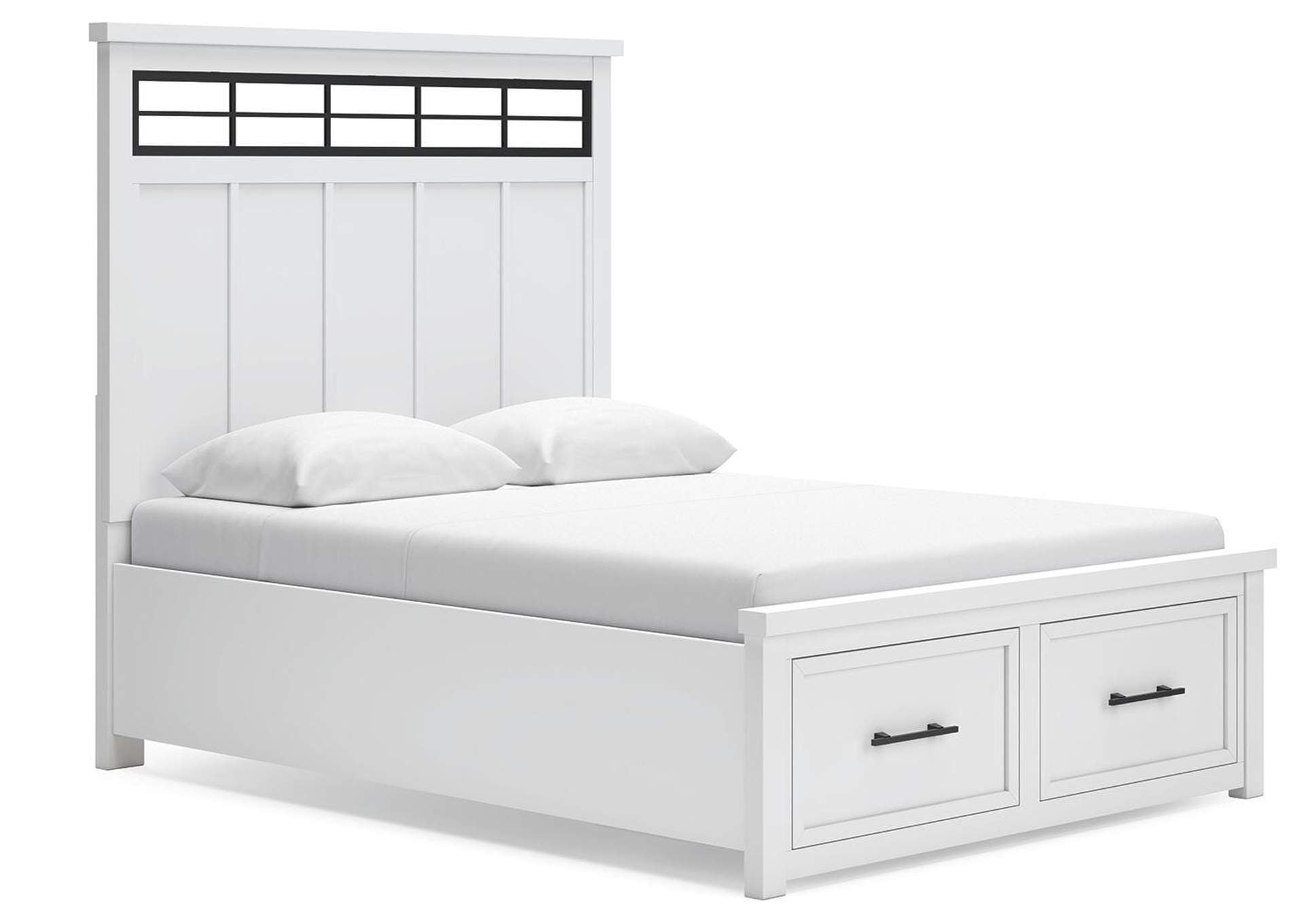Ashbryn Queen Panel Storage Bed, Dresser, Mirror and 2 Nightstands angled view