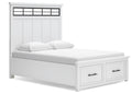 Ashbryn Queen Panel Storage Bed in White/Natural, angle view