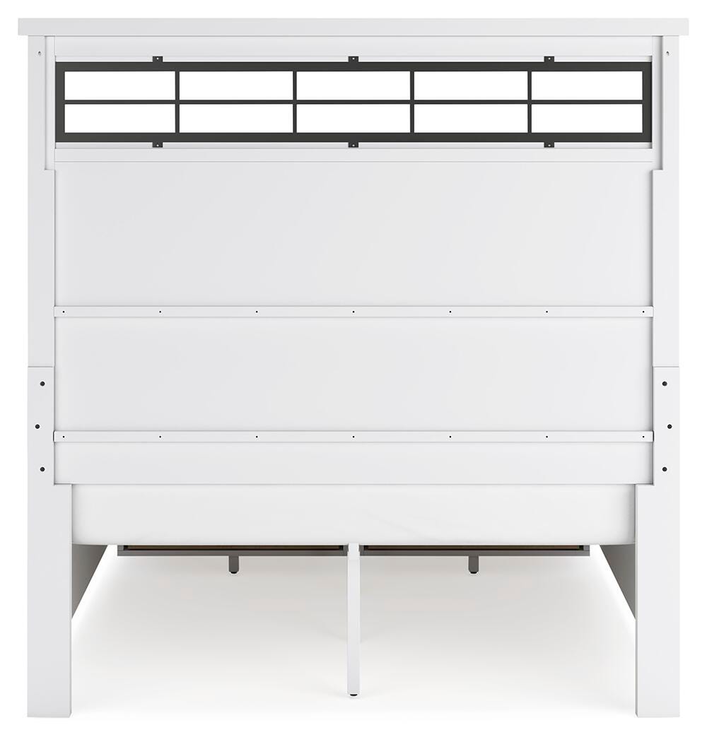 Ashbryn Queen Panel Storage Bed in White/Natural, back view