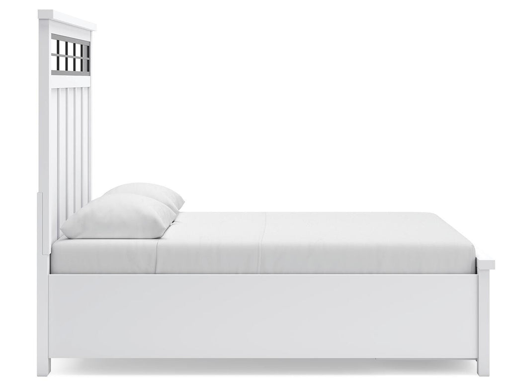 Ashbryn Queen Panel Storage Bed in White/Natural, side view