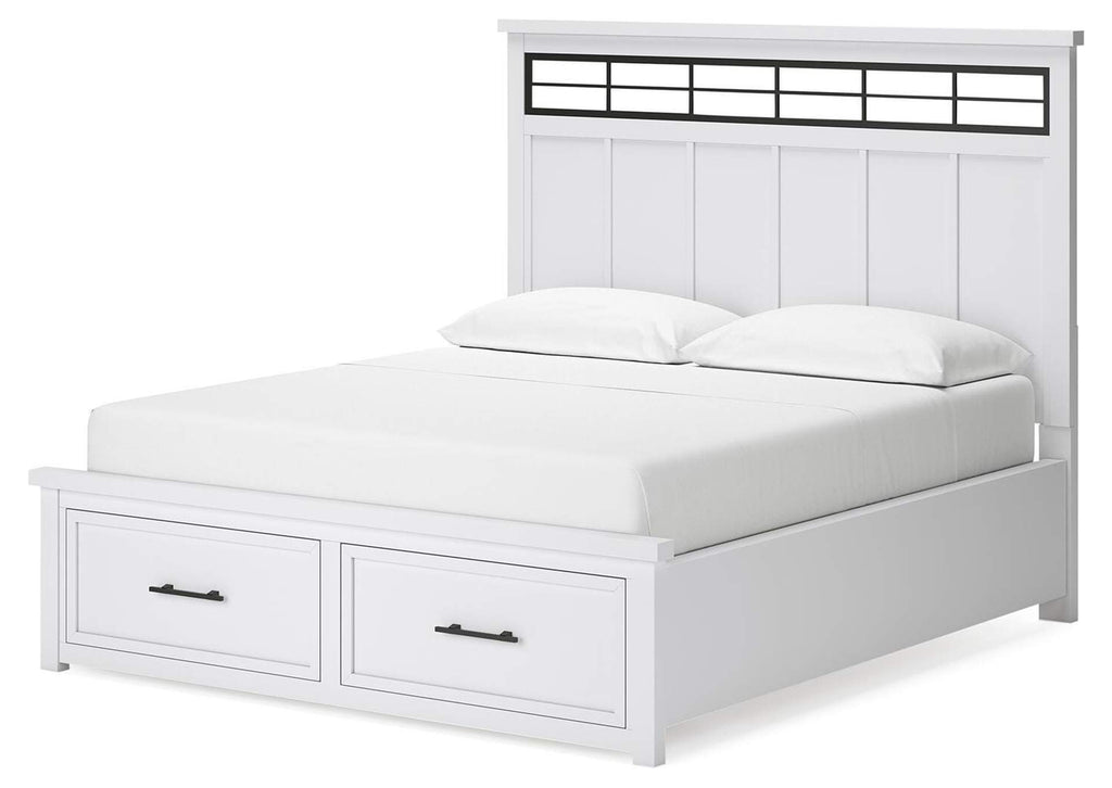 Ashbryn California King Panel Storage Bed, Dresser and Mirror angled view