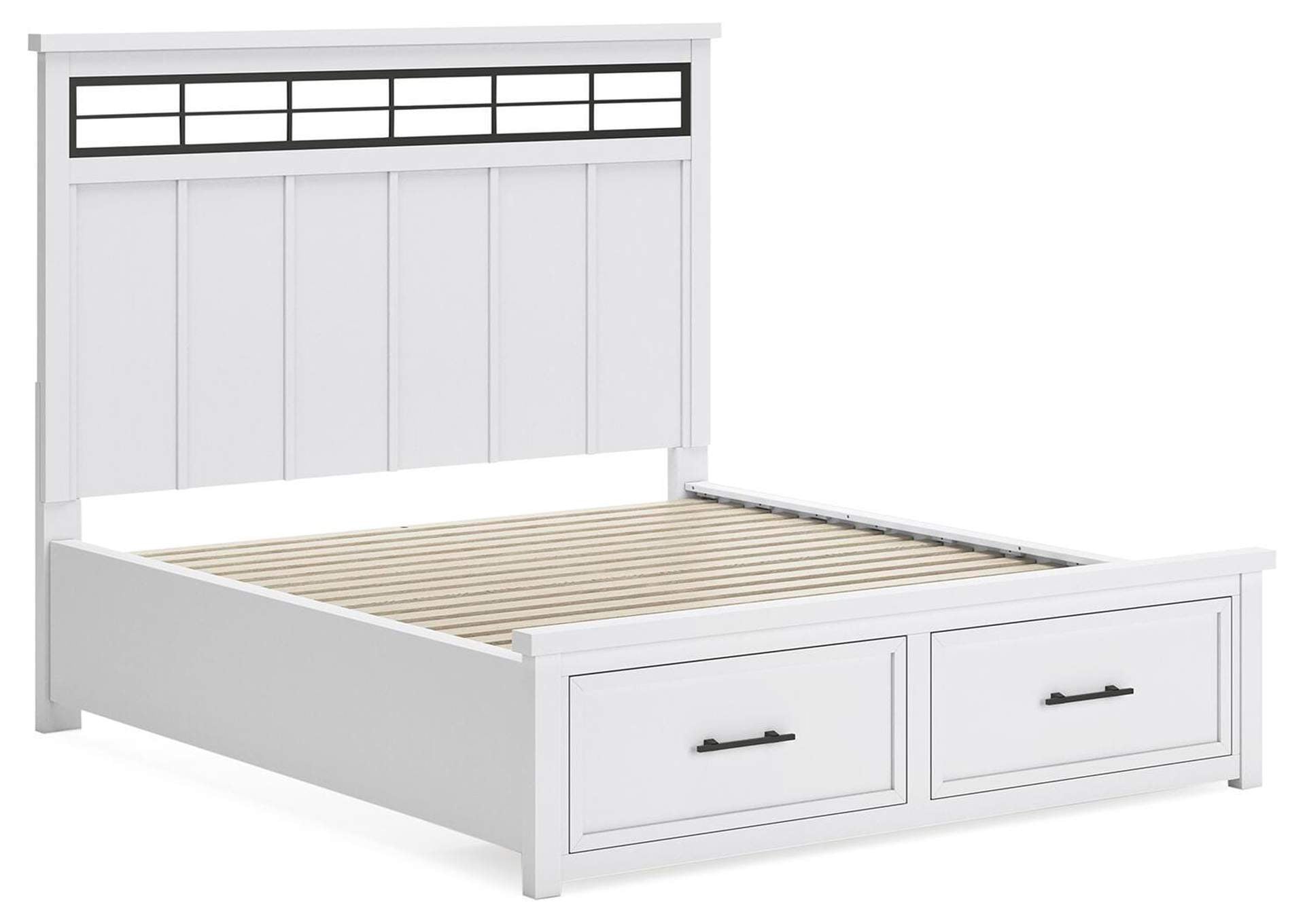 Ashbryn California King Panel Storage Bed, Dresser, Mirror and 2 Nightstands angled view