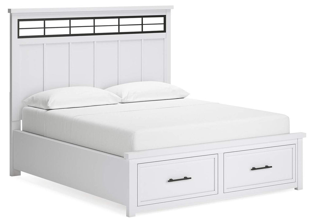 Ashbryn California King Panel Storage Bed, Dresser and Mirror angled view