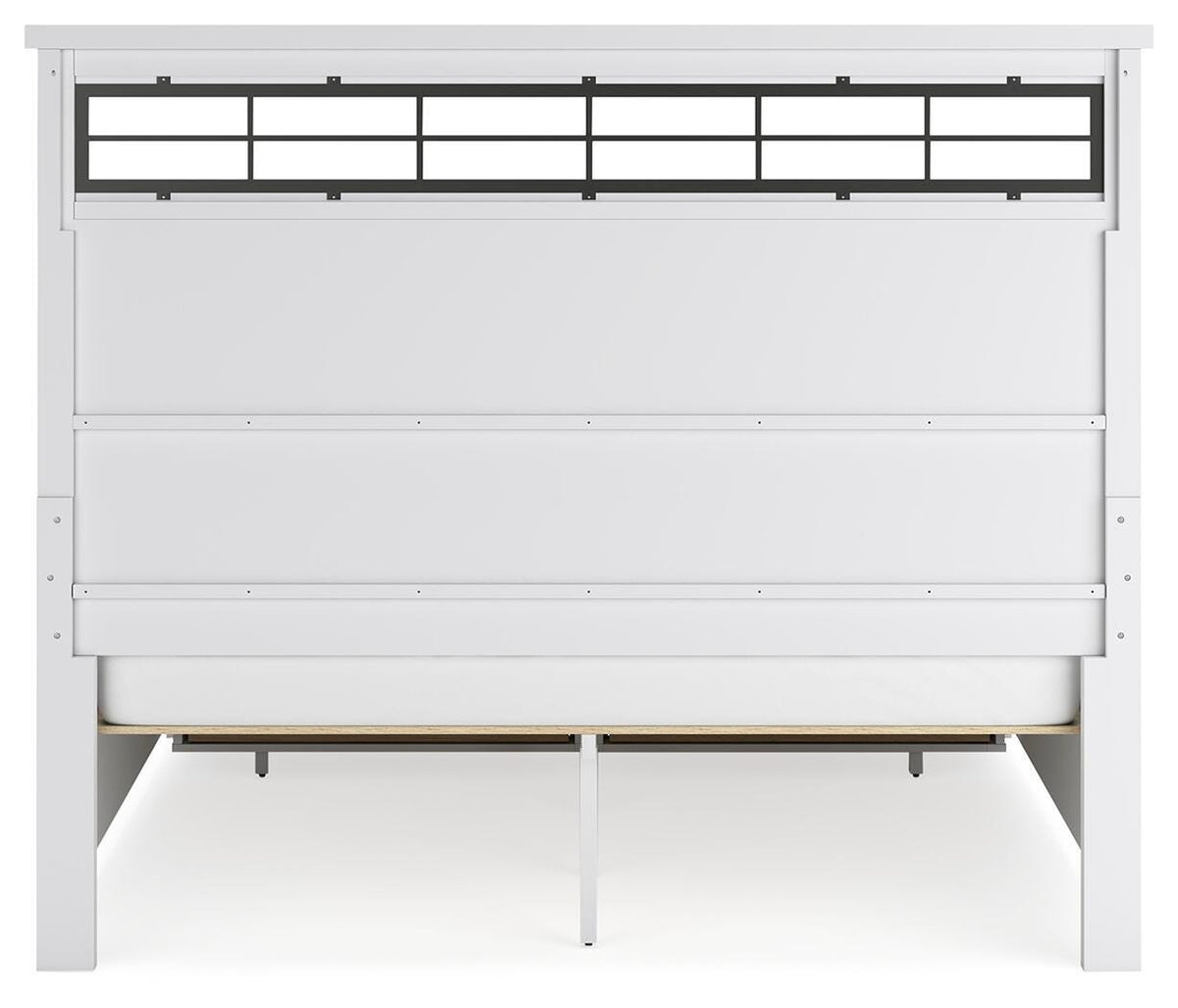 Ashbryn California King Panel Storage Bed in White/Natural, back view