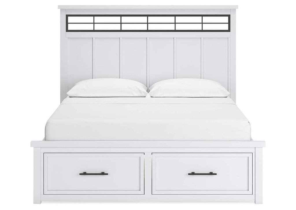 Ashbryn California King Panel Storage Bed, Dresser and Mirror