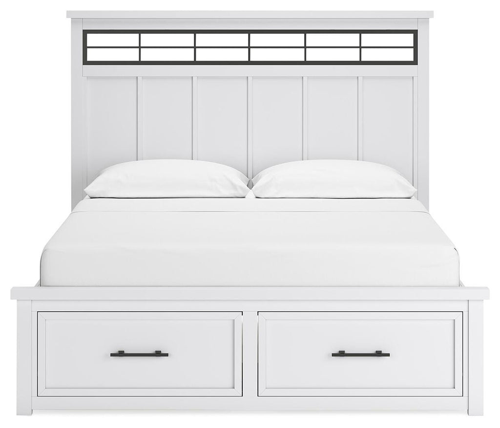 Ashbryn California King Panel Storage Bed in White/Natural, front view