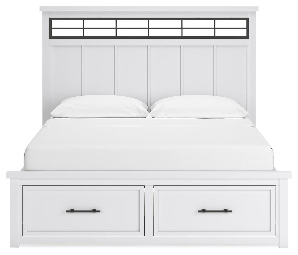 Ashbryn California King Panel Storage Bed in White/Natural, front view