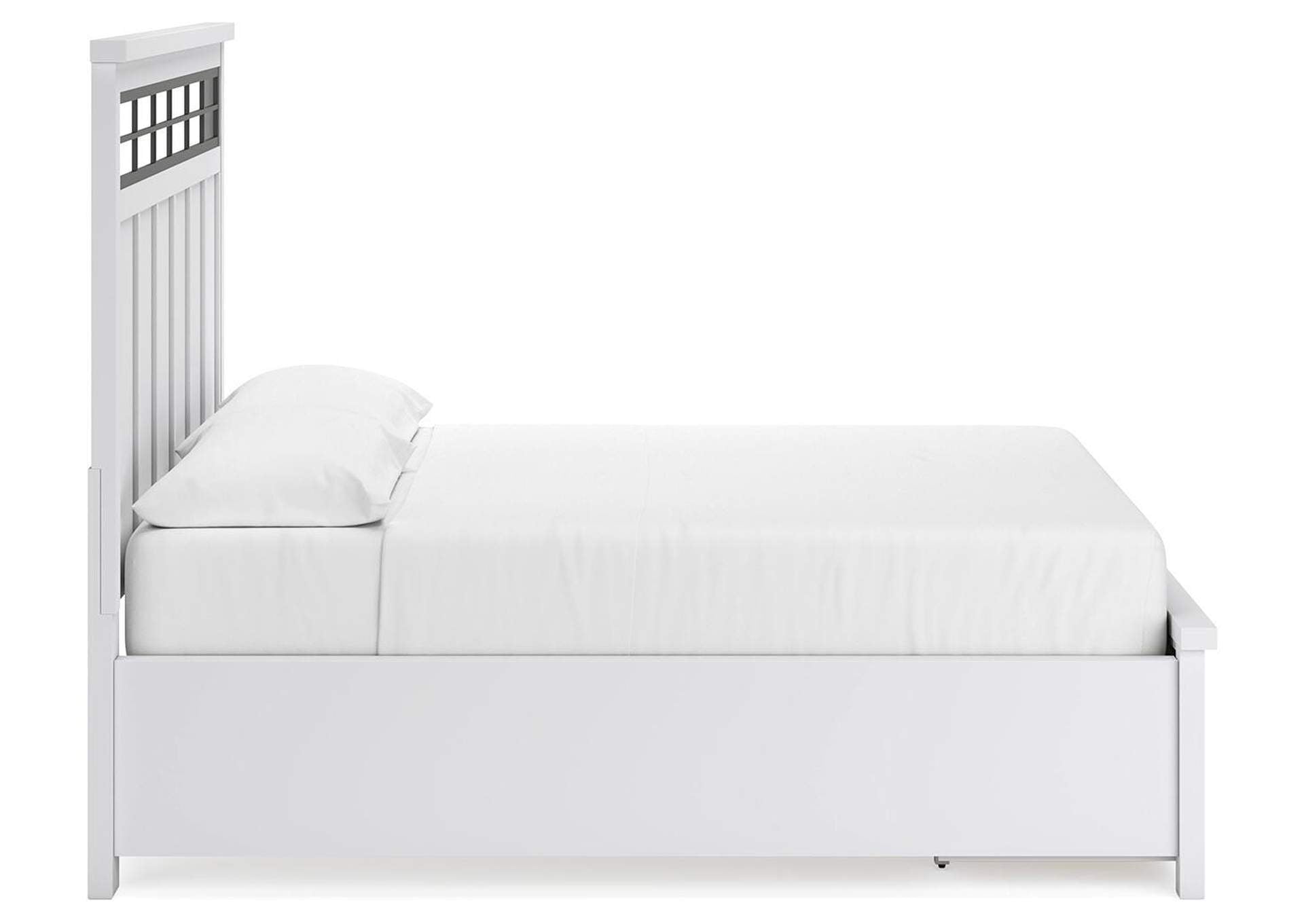 Ashbryn California King Panel Storage Bed and 2 Nightstands side view