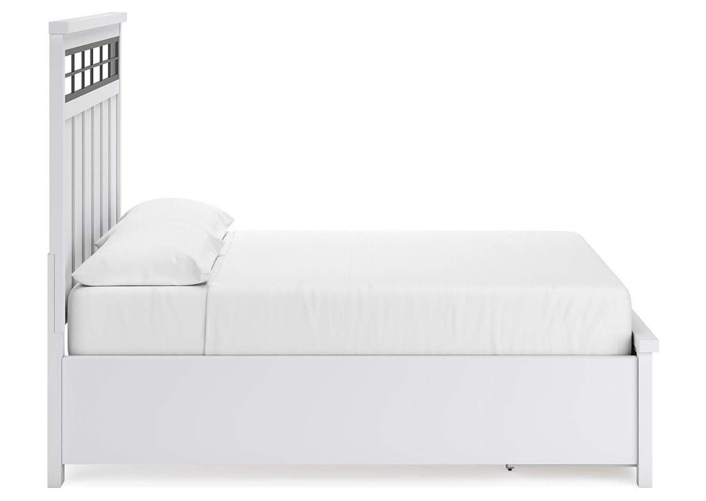 Ashbryn California King Panel Storage Bed, Dresser, Mirror and 2 Nightstands side view