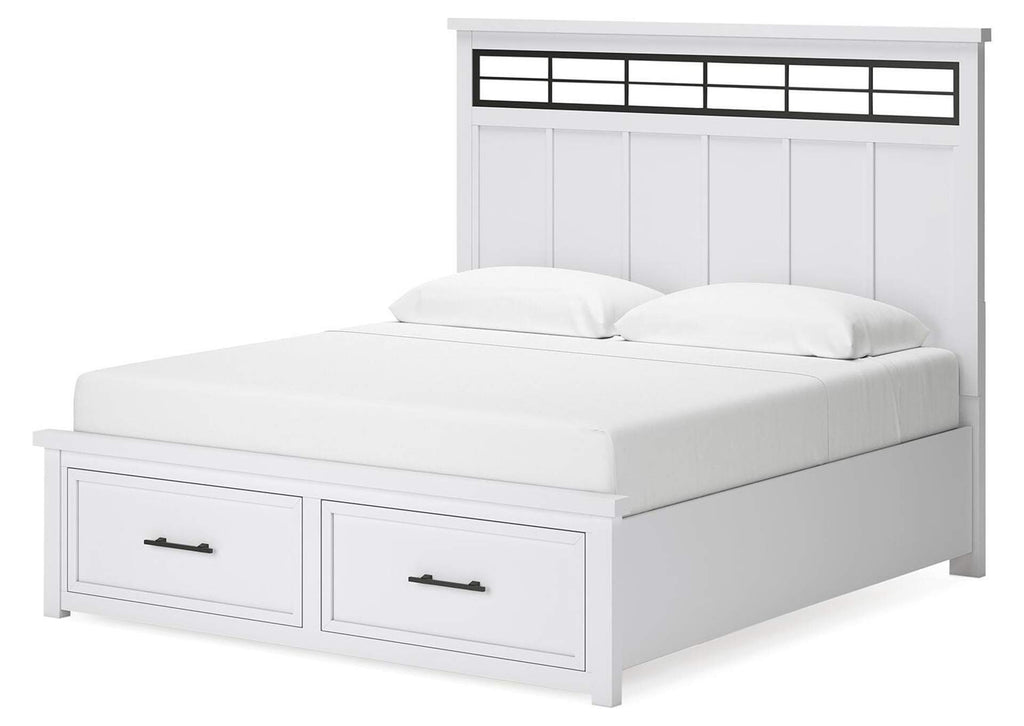 Ashbryn King Panel Storage Bed, Dresser, Mirror, Chest and Nightstand angled view