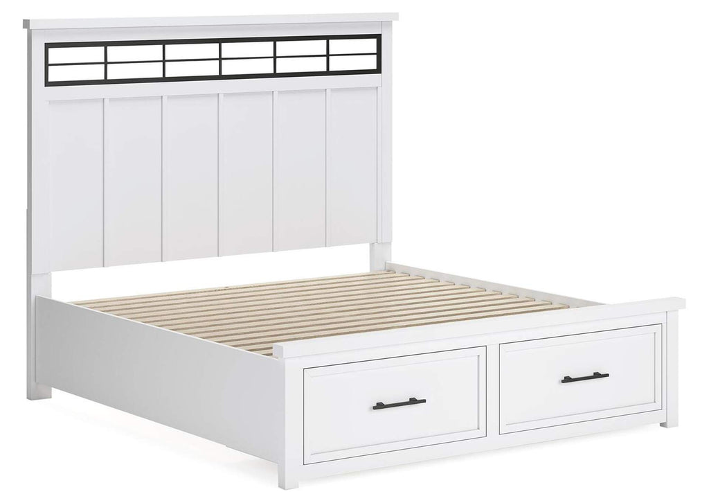 Ashbryn King Panel Storage Bed, Dresser, Mirror and 2 Nightstands angled view