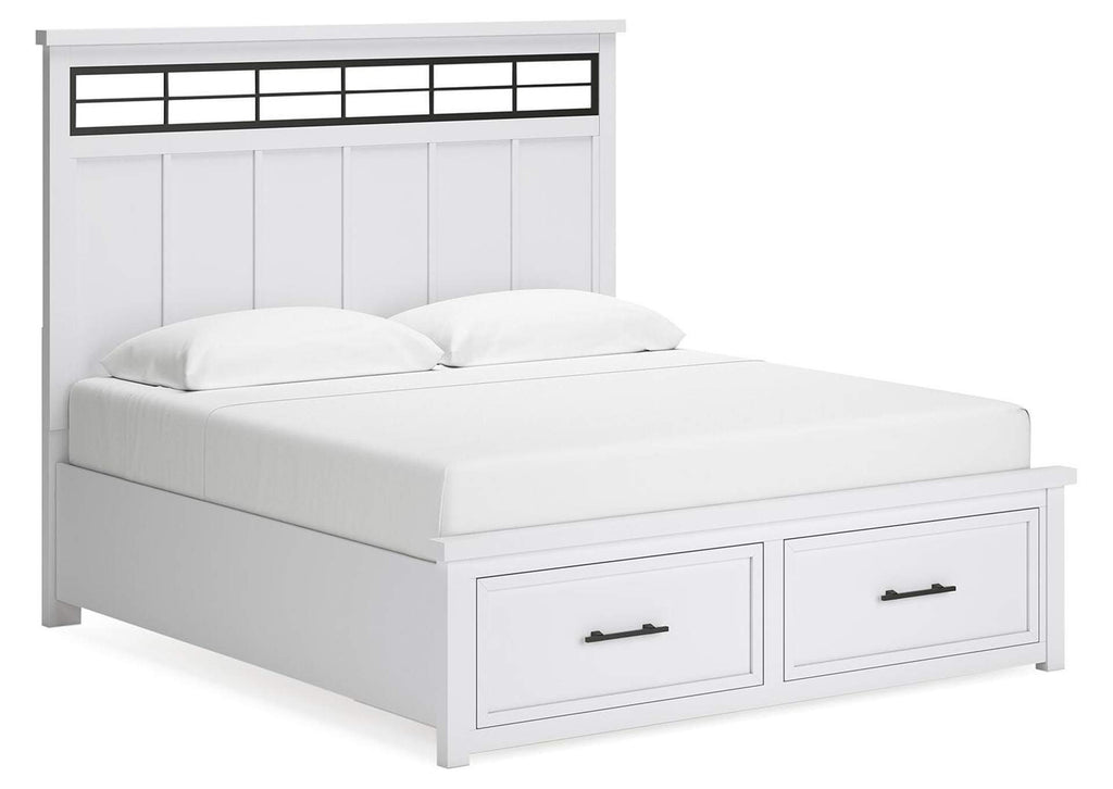 Ashbryn King Panel Storage Bed, Dresser, Mirror, Chest and Nightstand angled view