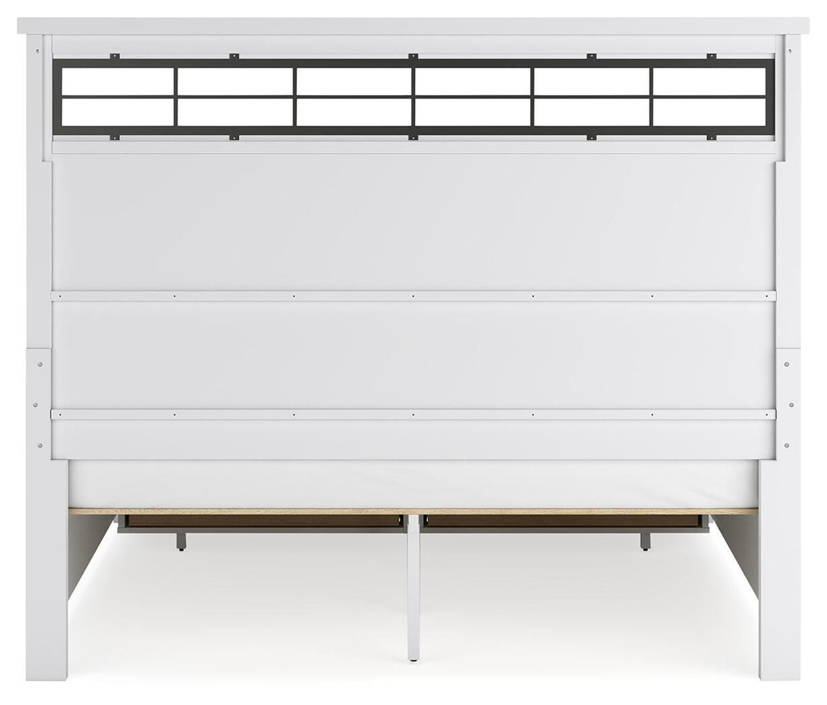 Ashbryn King Panel Storage Bed in White/Natural, back view