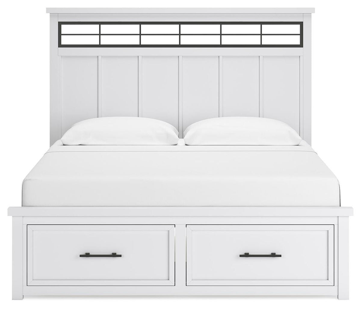 Ashbryn King Panel Storage Bed in White/Natural, front view