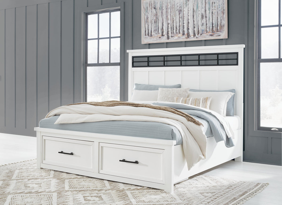 Ashbryn King Panel Storage Bed in White/Natural, alternate view 2