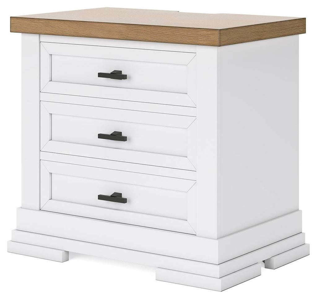 Ashbryn Nightstand in White/Natural, angle view