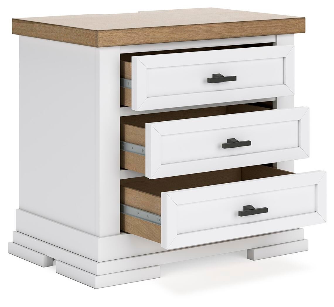 Ashbryn Nightstand in White/Natural, open view