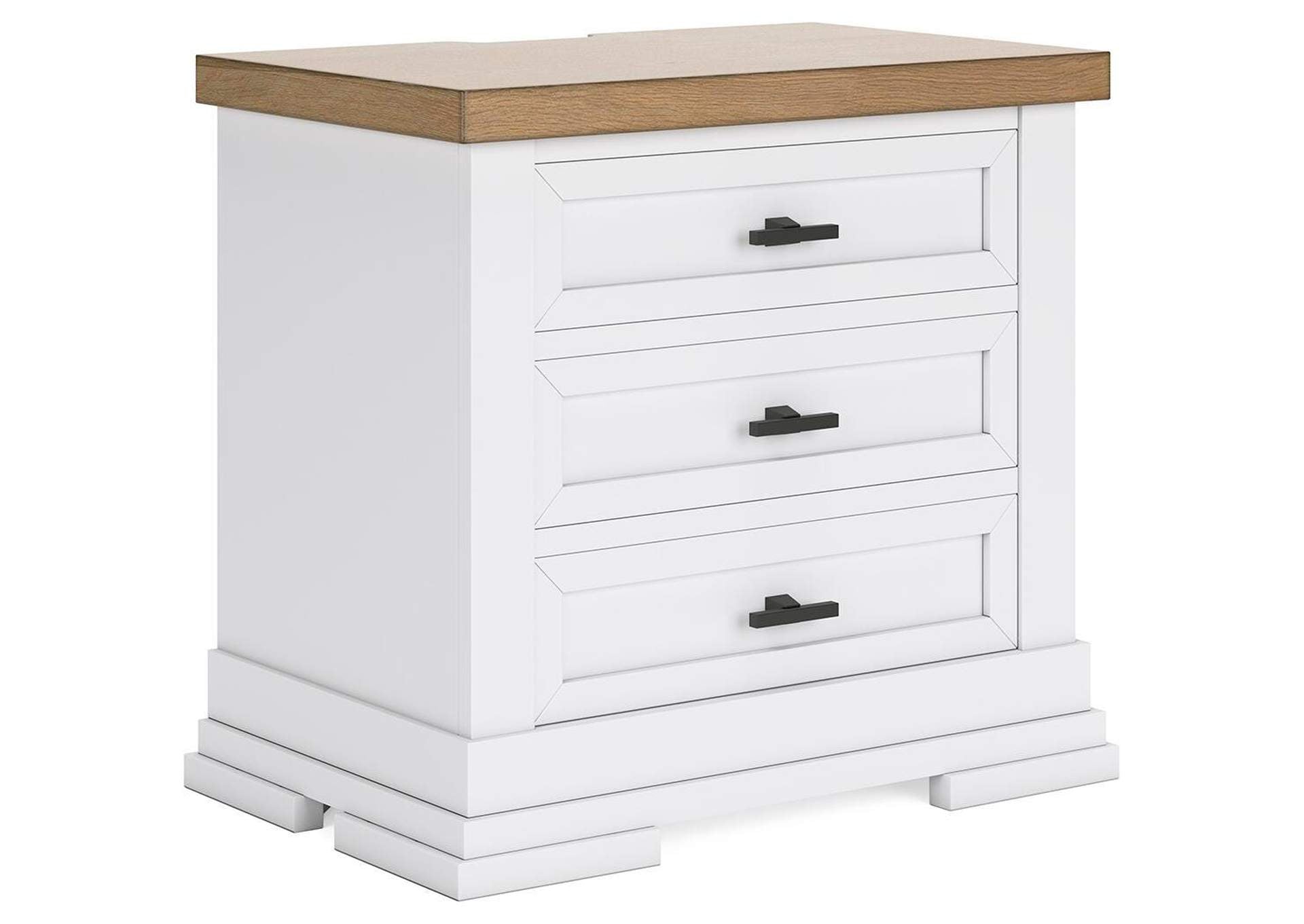 Ashbryn Queen Panel Storage Bed and 2 Nightstands angled view