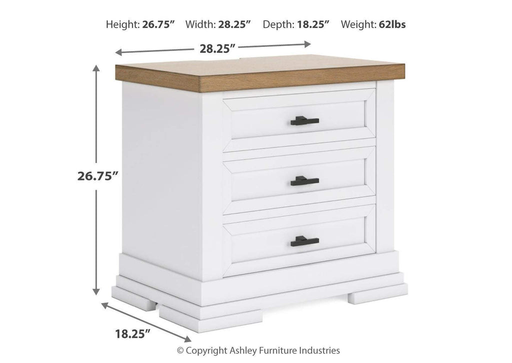 Ashbryn King Panel Storage Bed and 2 Nightstands dimensions