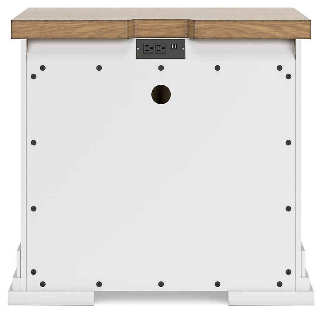Ashbryn Nightstand in White/Natural, back view