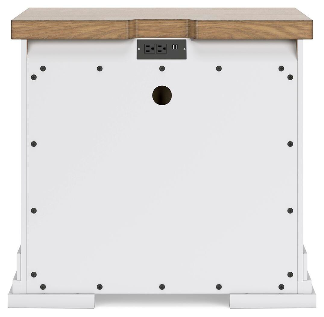 Ashbryn Nightstand in White/Natural, back view