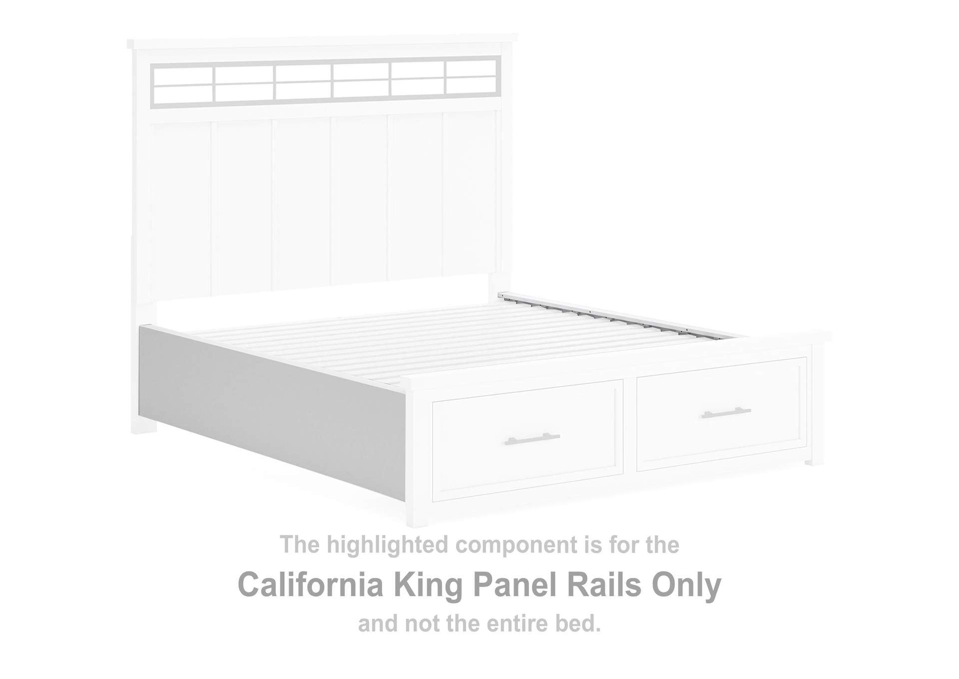 Ashbryn California King Panel Storage Bed, Dresser and Mirror