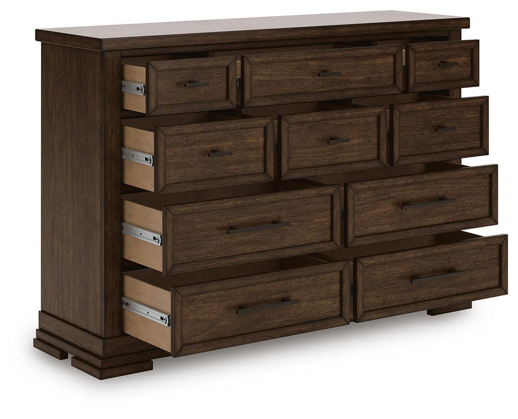 Taffenbrook Dresser in Medium Brown, open view