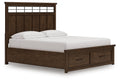 Taffenbrook California King Panel Storage Bed in Medium Brown, angle view