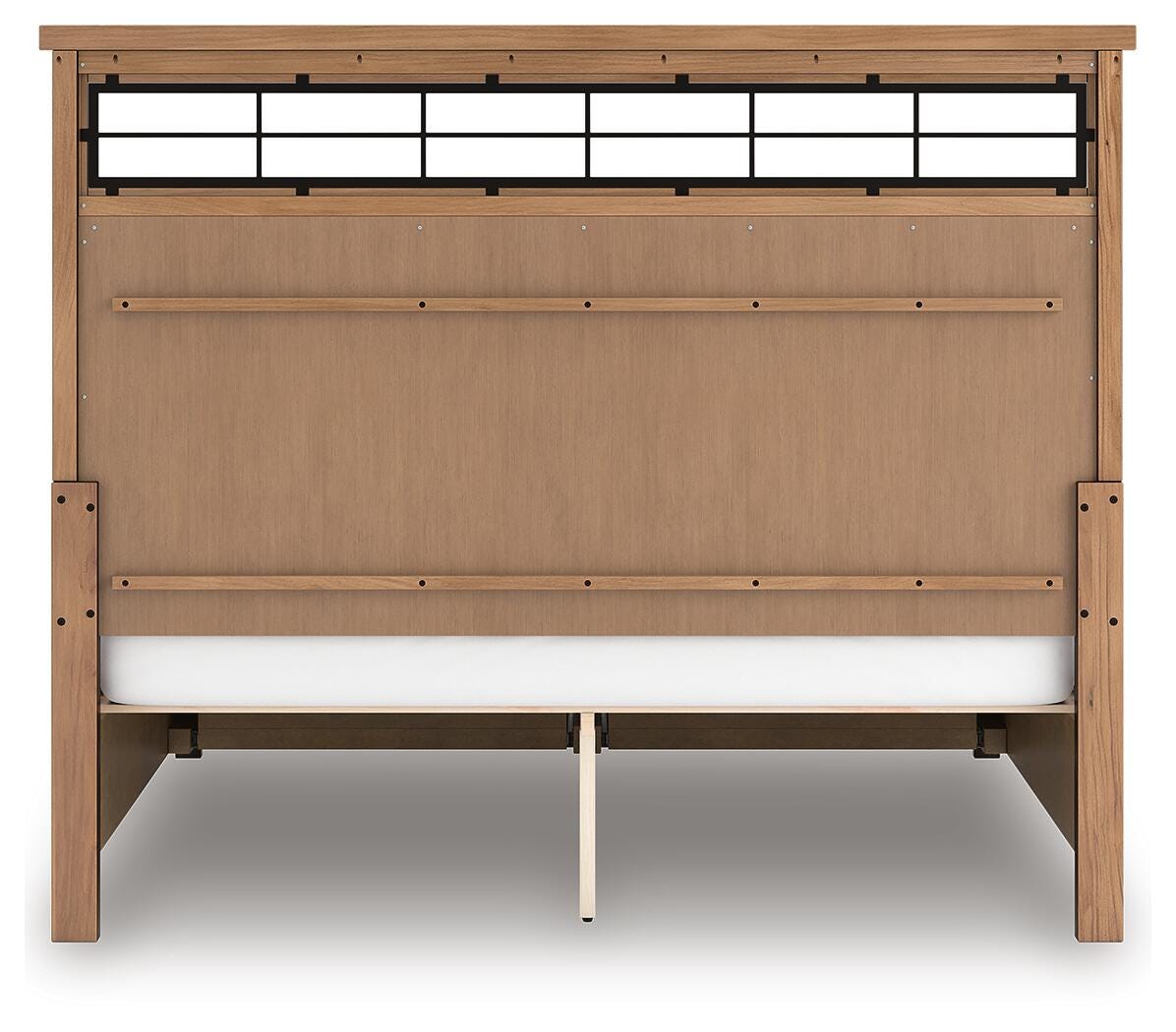 Taffenbrook California King Panel Storage Bed in Medium Brown, back view