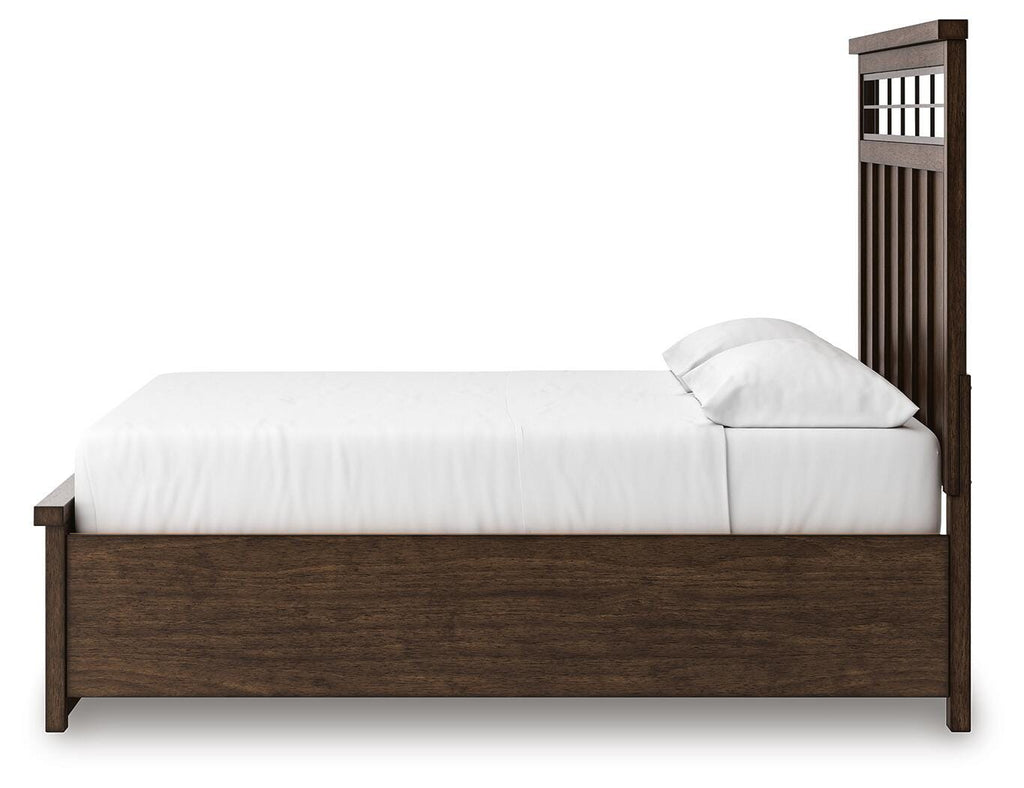 Taffenbrook California King Panel Storage Bed in Medium Brown, alternate side view